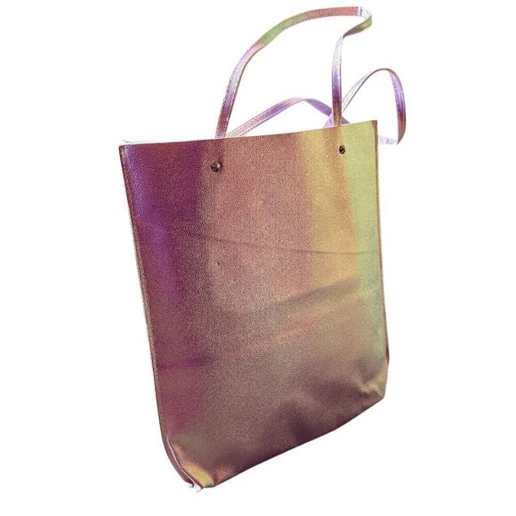 Brand New Reusable Iridescent Holographic PU Shopper Tote Bag with Dual Handles - Picture 3 of 4